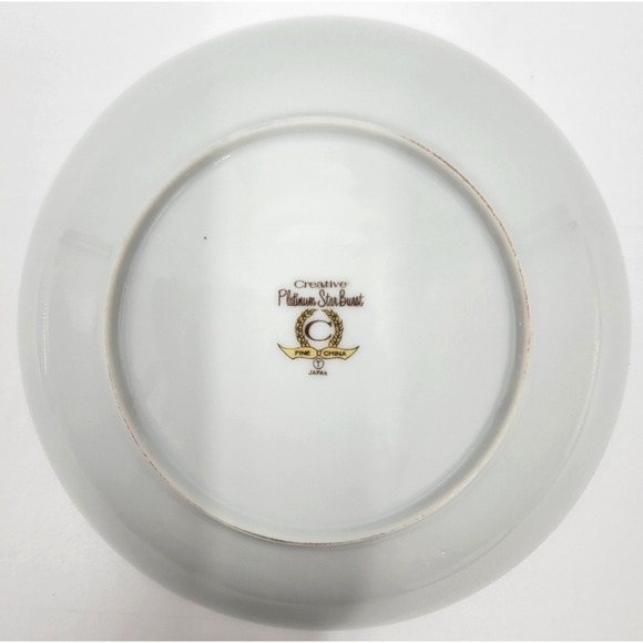 Creative Starburst Coupe Soup Bowls Silver Trim Atomic Gray 1950s Set of 2 - Picture 6 of 7